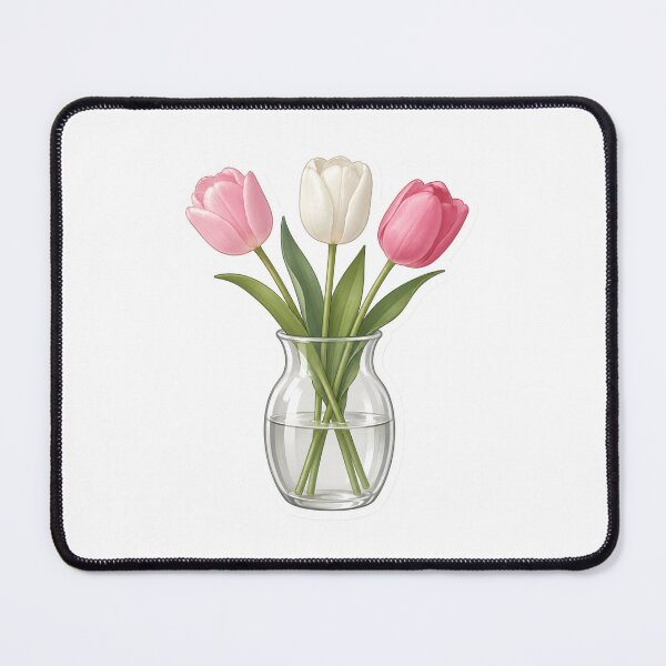 Item preview, Pink & White Tulips in Glass Vase Sticker | Minimal Floral Aesthetic Botanical Art designed and sold by BLOOMVELLE.