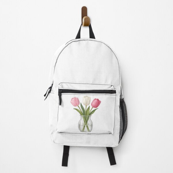 Item preview, Pink & White Tulips in Glass Vase Sticker | Minimal Floral Aesthetic Botanical Art designed and sold by BLOOMVELLE.