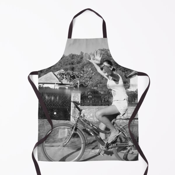 Item preview, Hands free - woman riding bicycle summer fun black and white photograph designed and sold by Astrid Arkhangelsky.
