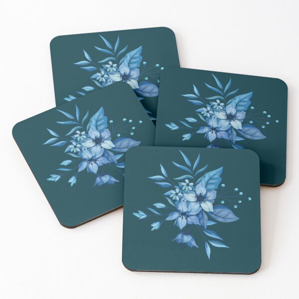 Item preview, Midnight Navy Blue Botanical Flower Bouquet Pattern designed and sold by Jyoti-Quotes.