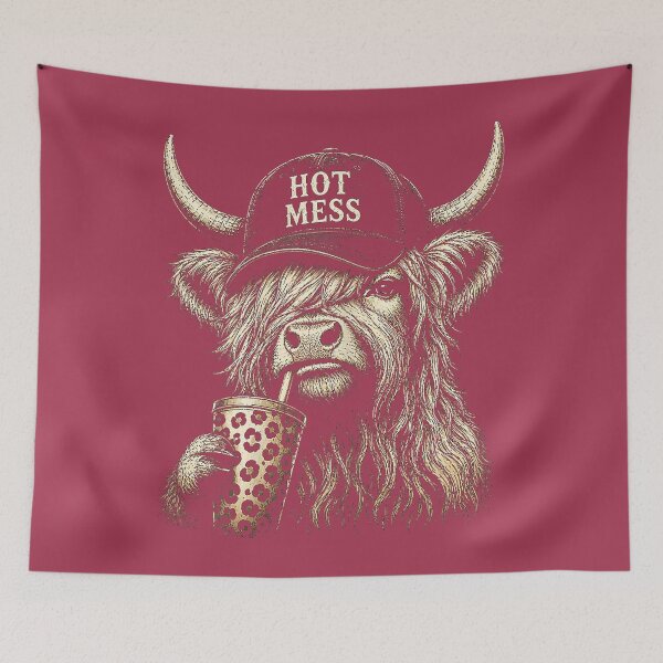 Item preview, Hot Mess Highland Cow Funny Cute Coffee Lover Graphic designed and sold by GreggRoss.
