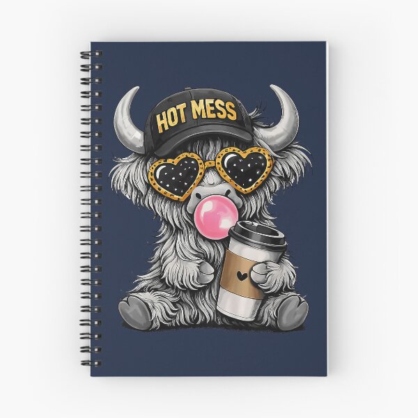 Item preview, Hot Mess Highland Cow Cute Heifer Blowing Bubblegum Farmer designed and sold by GreggRoss.