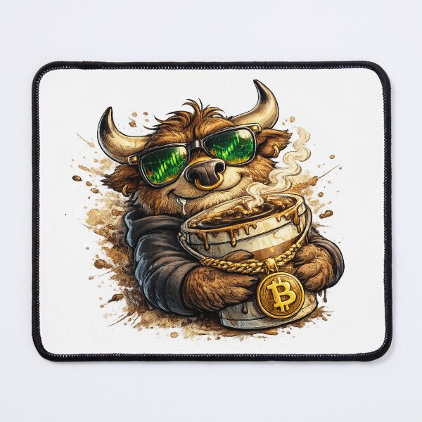 Item preview, Crypto Bull with Bitcoin Coffee designed and sold by AlexLineArt.