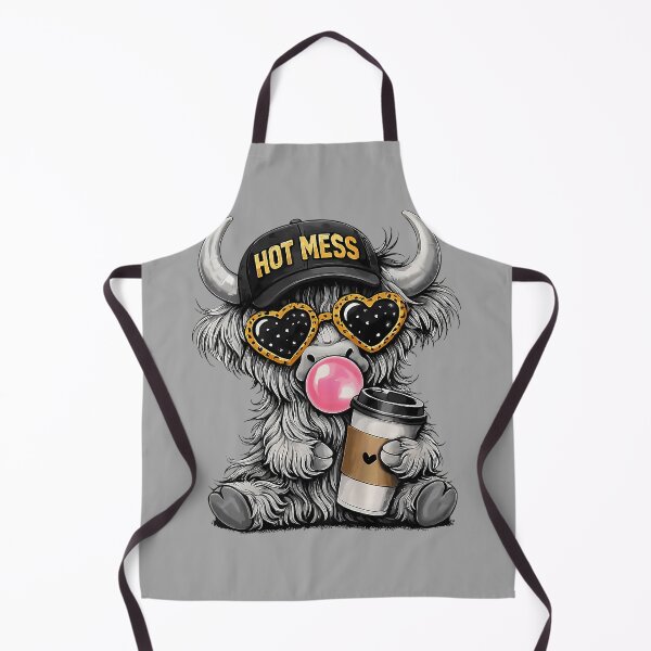 Item preview, Hot Mess Highland Cow Cute Heifer Blowing Bubblegum Farmer designed and sold by GreggRoss.