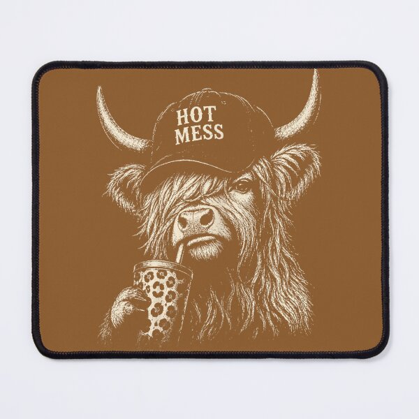 Item preview, Hot Mess Highland Cow Coffee Lover Cute Fluffy Heifer designed and sold by FrankIsabel.