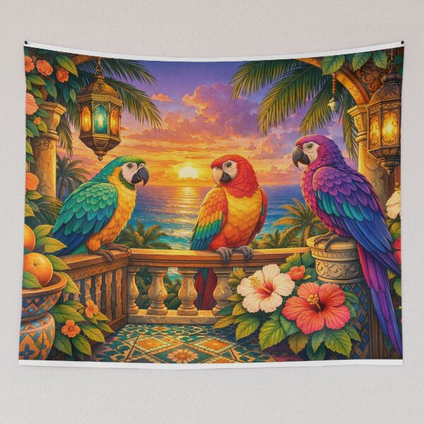Item preview, Parrots at Sunset designed and sold by H A R L E I G H .