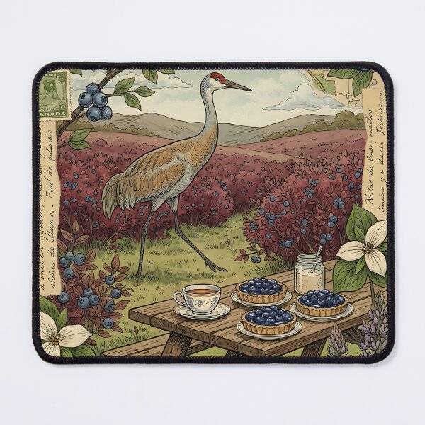 Item preview, Crane Among Blueberries and Vintage Countryside Picnic designed and sold by CoffeeinBloom.