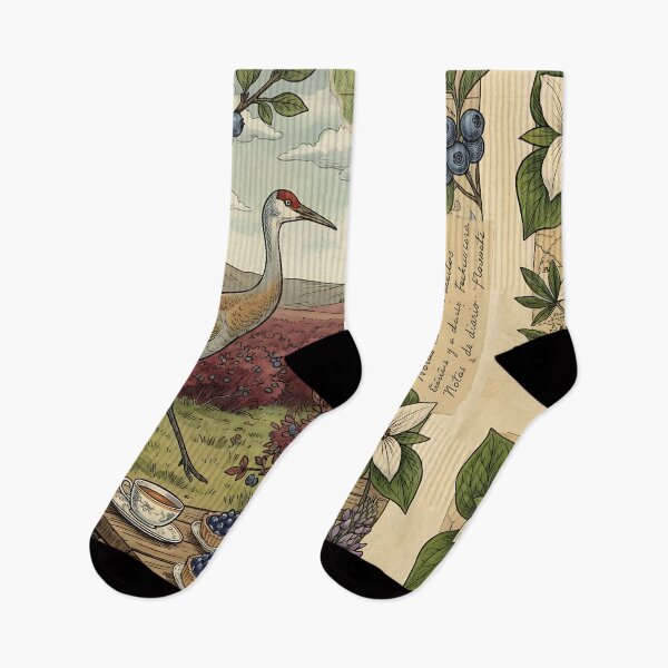 Item preview, Crane Among Blueberries and Vintage Countryside Picnic designed and sold by CoffeeinBloom.