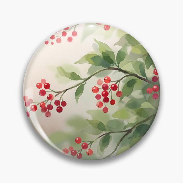 Item preview, Red Berries and Green Leaves Branch designed and sold by Neural Dream.