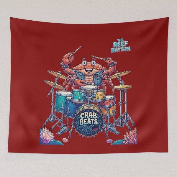 Item preview, Crab Beats Funny Drummer Under the Sea Animal Playing Drums designed and sold by Evelashop.