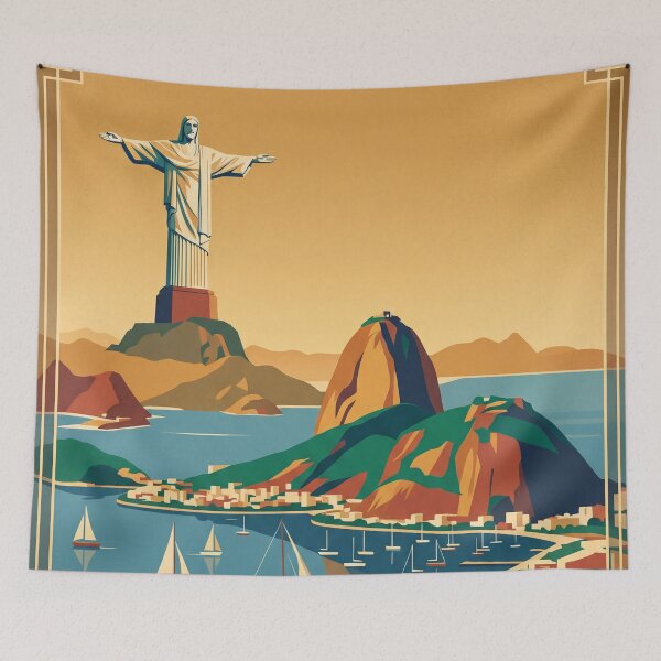 Item preview, Rio de Janeiro Brazil Vintage Travel Poster designed and sold by Bomax121.
