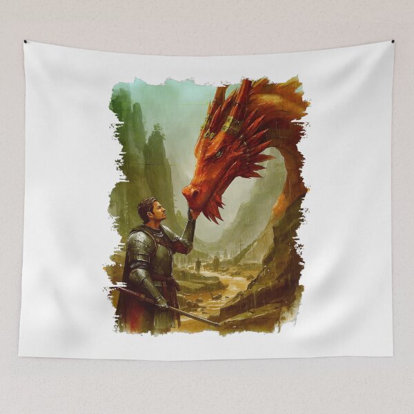 Item preview, Knight and Red Dragon Fantasy Art | Medieval Mythical Creature T-Shirt designed and sold by Wirath Shop.