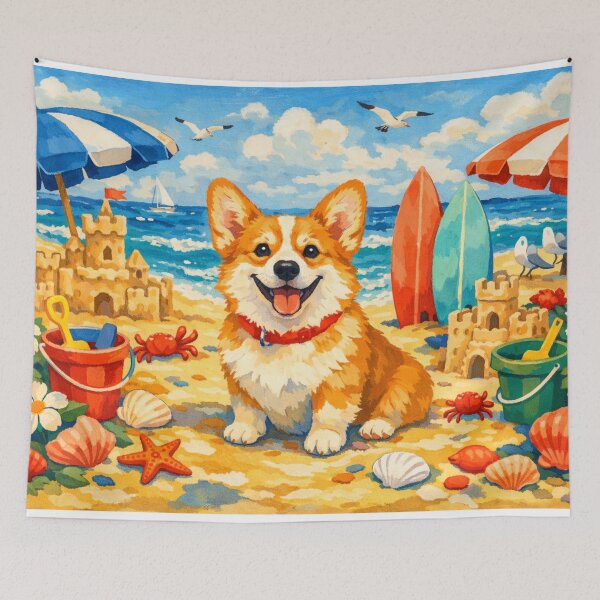 Item preview, Corgi Beach Day designed and sold by H A R L E I G H .
