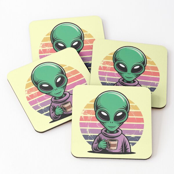 Item preview, Retro Alien Coffee Lover Vintage Art designed and sold by Outlet Raloel.