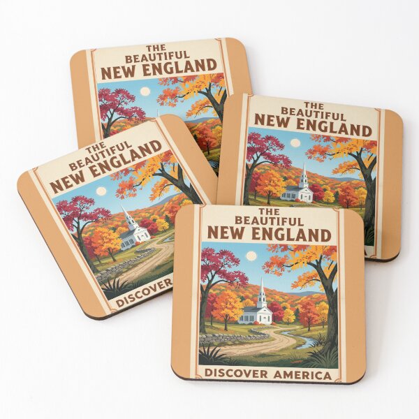 Item preview, New England Vintage Style Travel Advert designed and sold by Dimensionality.
