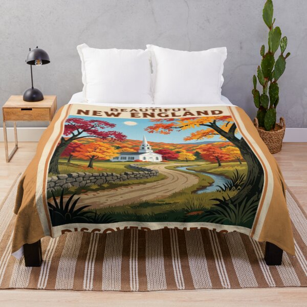 Item preview, New England Vintage Style Travel Advert designed and sold by Dimensionality.