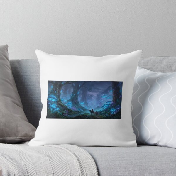 Item preview, Ethereal Bioluminescent Mushroom City - Fantasy Nightscape comforter designed and sold by NiceStuff20.