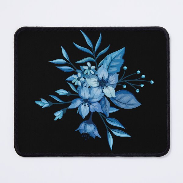 Item preview, Black and Royal Blue Botanical Flower Bouquet Pattern designed and sold by Jyoti-Quotes.