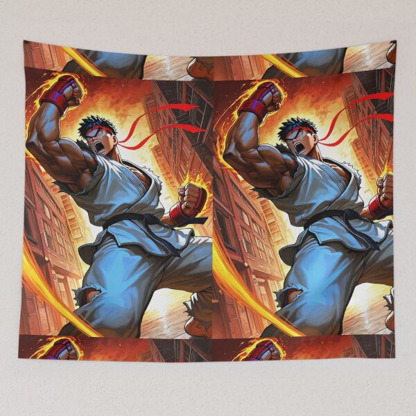 Item preview, Gaming - Iconic Fighting Game Warrior, Flaming Energy Punch designed and sold by Zone--Gaming.