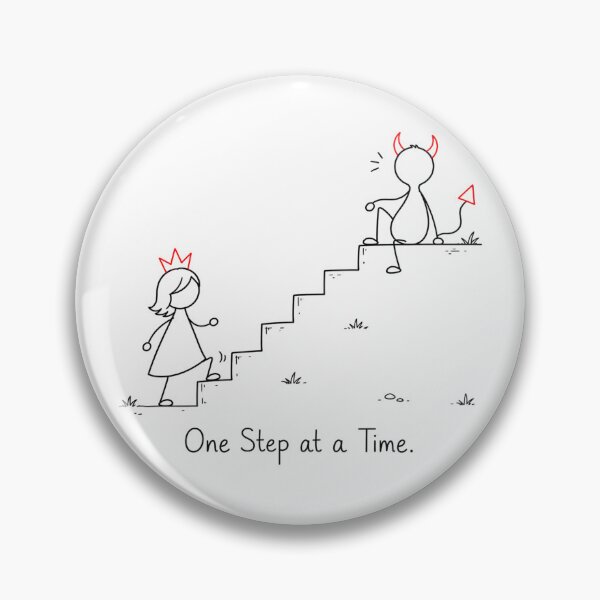 Item preview, One Step at a Time. | Funny Motivational Quote | Princess & Devil Minimalist Line Art designed and sold by byMosia.