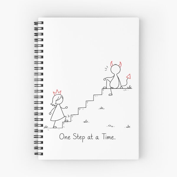 Item preview, One Step at a Time. | Funny Motivational Quote | Princess & Devil Minimalist Line Art designed and sold by byMosia.