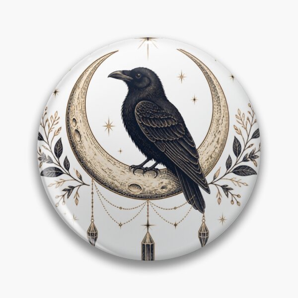 Item preview, Celestial Raven on Crescent Moon – Mystic Illustration Dark Academia designed and sold by Studio_21.