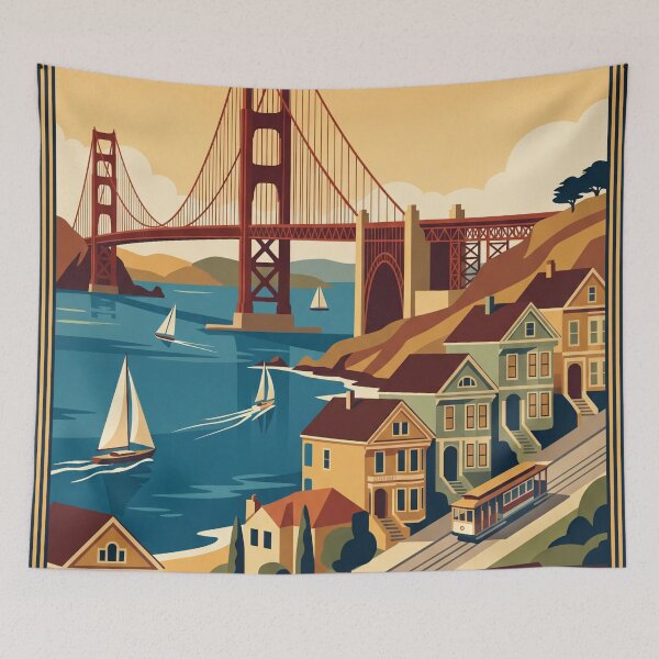 Item preview, San Francisco California Vintage Travel Poster designed and sold by Bomax121.
