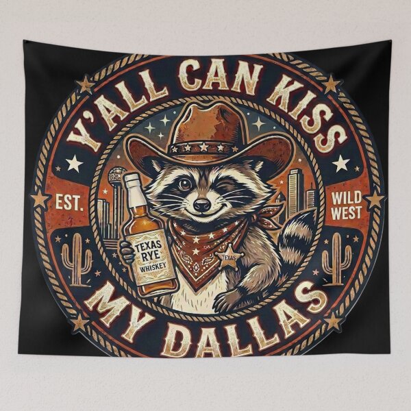 Item preview, Y'all Can Kiss My Dallas - Funny Cowboy Raccoon designed and sold by Simplybe1.