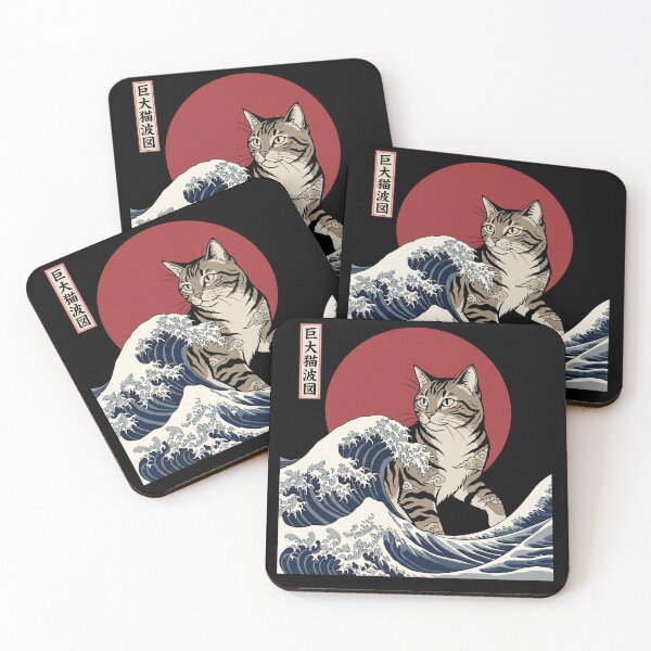 Item preview, The Great Wave Off Kanagawa Tabby Cat Japanese Ukiyo-e designed and sold by TeNovaStudio.