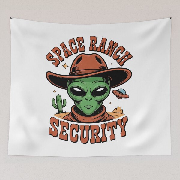 Item preview, Funny Space Ranch Security Alien Cowboy Art designed and sold by Outlet Raloel.