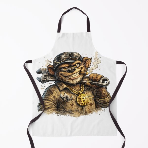 Item preview, Monkey Mechanic with Bitcoin Chain – Grease Monkey Garage Mascot designed and sold by AlexLineArt.