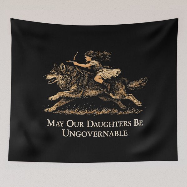 Item preview, May Our Daughters Be Ungovernable Rebel Archer Girl Riding Wild Wolf Gift designed and sold by DangeRilanman.