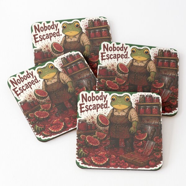 Item preview, Funny Watermelon Butcher Frog Sticker – Dark Canning Horror Kitchen Illustration designed and sold by SimplePoDesign.