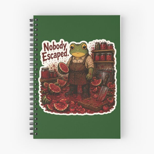 Item preview, Funny Watermelon Butcher Frog Sticker – Dark Canning Horror Kitchen Illustration designed and sold by SimplePoDesign.