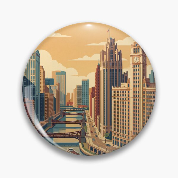 Item preview, Chicago Illinois Vintage Travel Poster designed and sold by Bomax121.