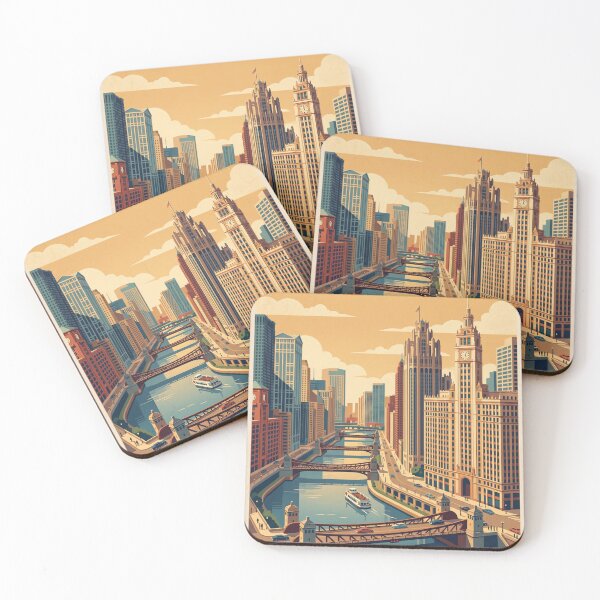 Item preview, Chicago Illinois Vintage Travel Poster designed and sold by Bomax121.