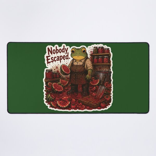 Item preview, Funny Watermelon Butcher Frog Sticker – Dark Canning Horror Kitchen Illustration designed and sold by SimplePoDesign.