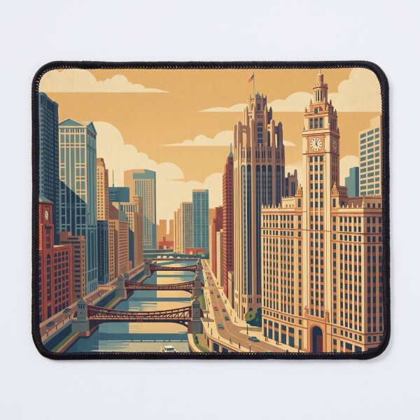 Item preview, Chicago Illinois Vintage Travel Poster designed and sold by Bomax121.