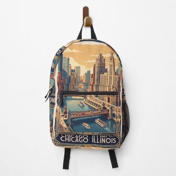 Item preview, Chicago Illinois Vintage Travel Poster designed and sold by Bomax121.