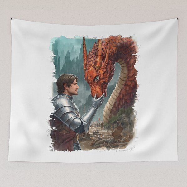 Item preview, Knight and Red Dragon Fantasy Art | Medieval Mythical Creature T-Shirt designed and sold by Wirath Shop.