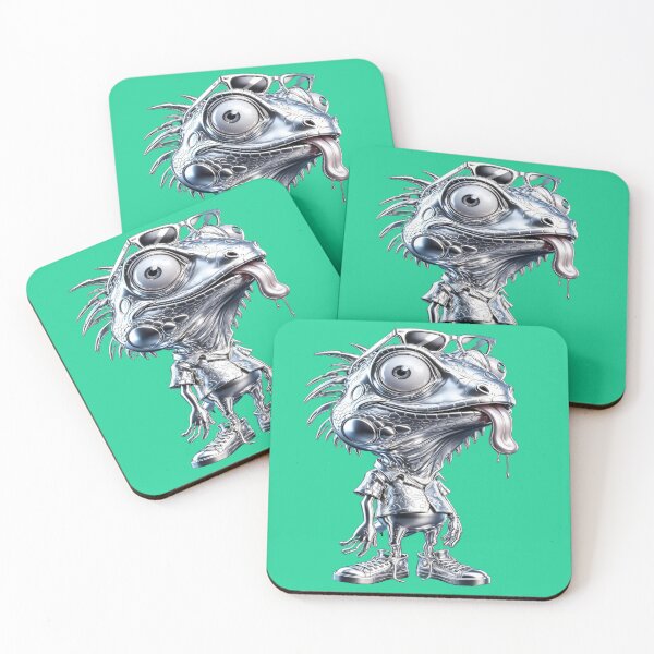 Item preview, Cool Lizard - Metallic Iguana with Hawaiian Shirt & Sneakers designed and sold by RAYBIL.