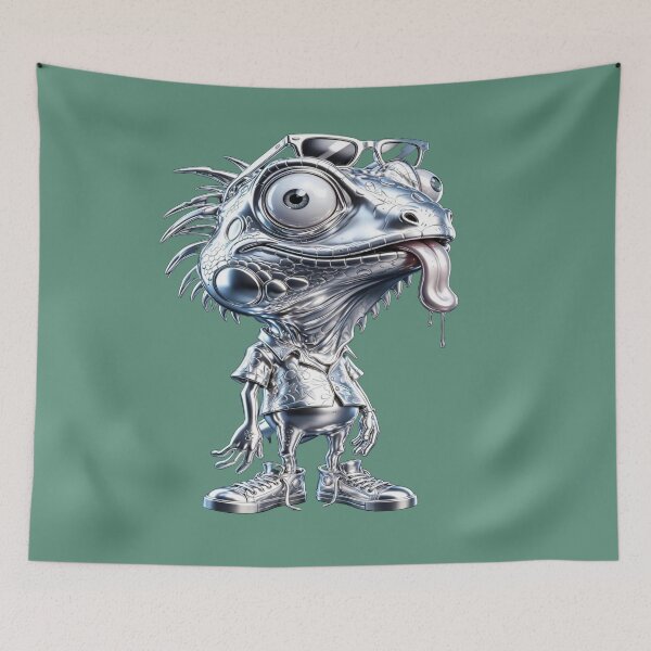 Item preview, Cool Lizard - Metallic Iguana with Hawaiian Shirt & Sneakers designed and sold by RAYBIL.