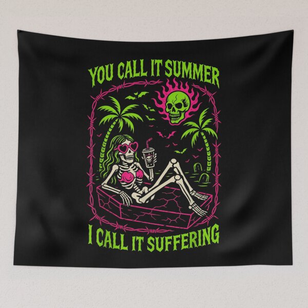 Item preview, You Call It Summer I Call It Suffering Neon Goth Skeleton Beach designed and sold by DangeRilanman.