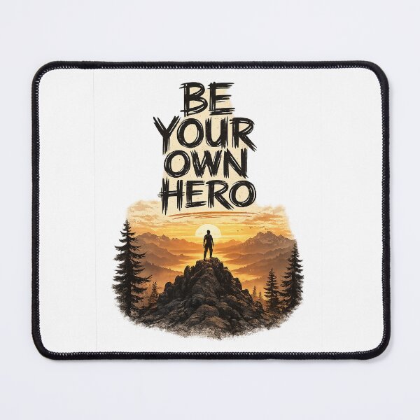 Item preview, Be Your Own Hero – Motivational Mountain Quote designed and sold by EvergreenThread.