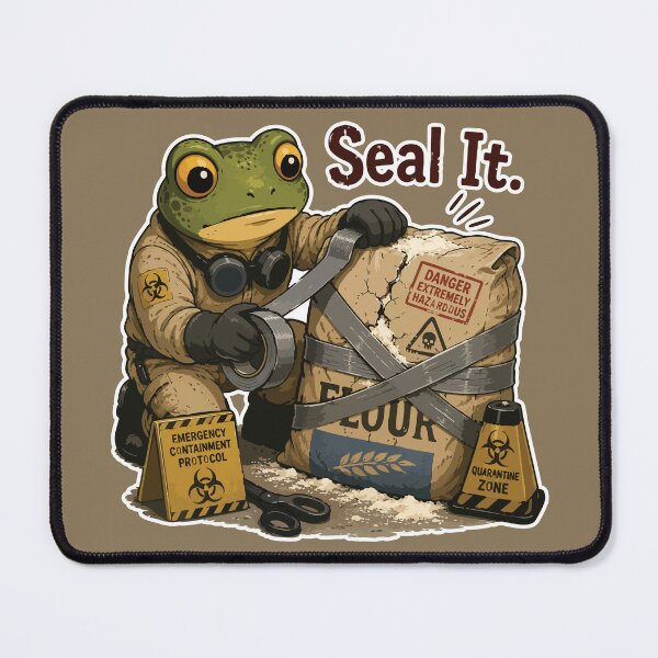 Item preview, Funny Biohazard Flour Sticker – Frog Baker Sealing Dangerous Bag Illustration designed and sold by SimplePoDesign.