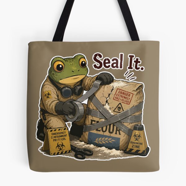 Item preview, Funny Biohazard Flour Sticker – Frog Baker Sealing Dangerous Bag Illustration designed and sold by SimplePoDesign.
