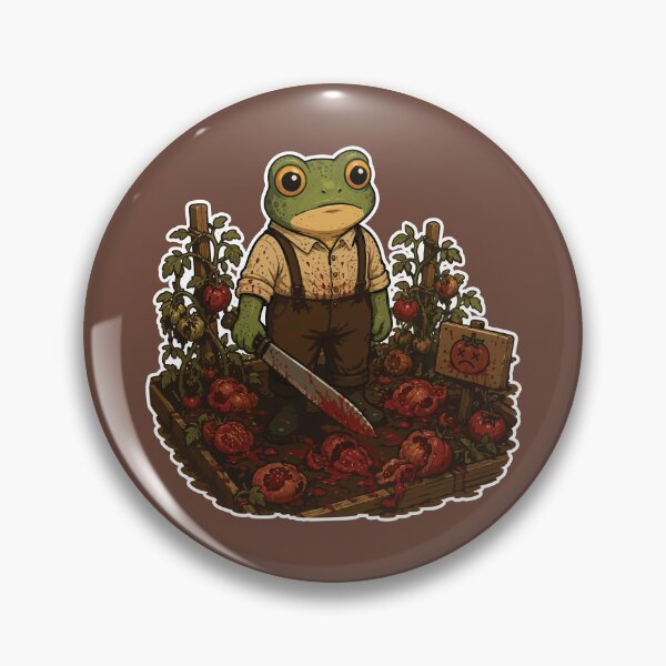 Item preview, Funny Gardening Sticker – Frog Tomato Harvest Horror Illustration designed and sold by SimplePoDesign.