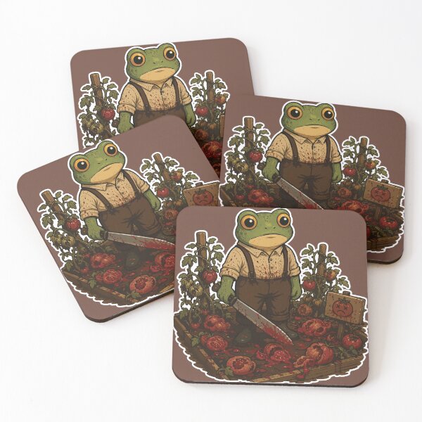 Item preview, Funny Gardening Sticker – Frog Tomato Harvest Horror Illustration designed and sold by SimplePoDesign.