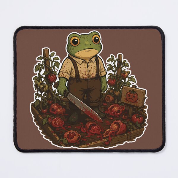 Item preview, Funny Gardening Sticker – Frog Tomato Harvest Horror Illustration designed and sold by SimplePoDesign.