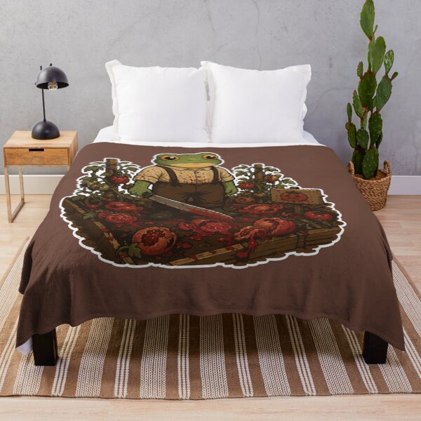 Item preview, Funny Gardening Sticker – Frog Tomato Harvest Horror Illustration designed and sold by SimplePoDesign.